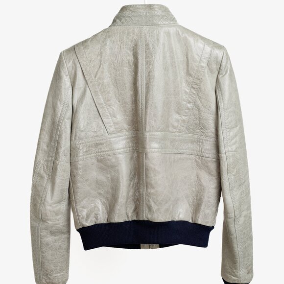 Balenciaga 2008 Arena Goat Leather Grey Navy Zip Bomber - Picture 2 of 10